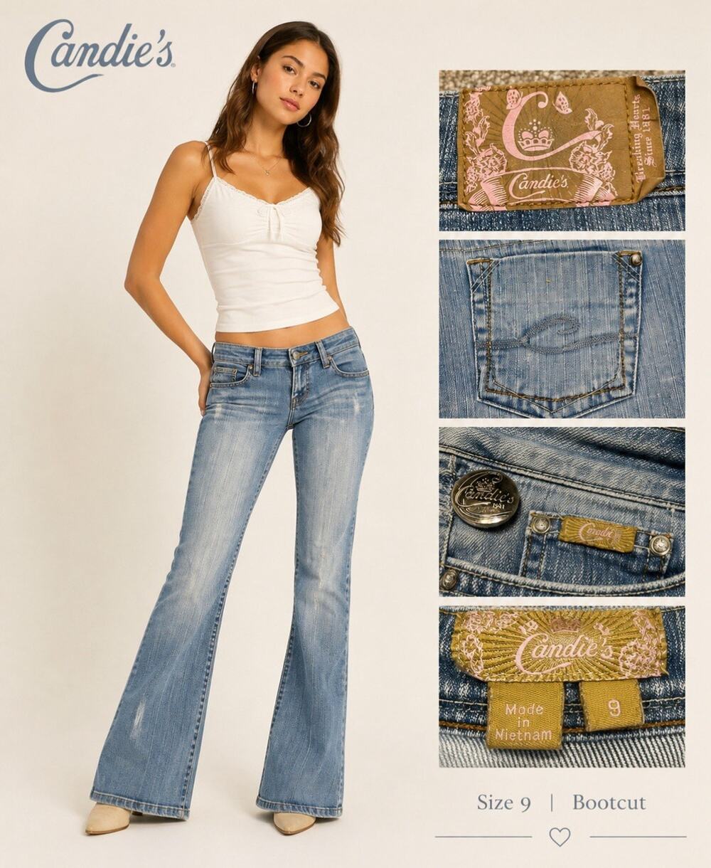 Y2K Candie's Women's Low Rise Bootcut Jeans Size 9 Light Wash Denim